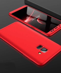 Samsung Galaxy A6 2018 ile uyumlu Kılıf Double Dip AYS 3in1 Sert Rubber Kapak Kırmızı