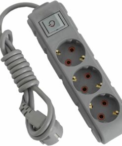 3lü Anahtarlı Grup Priz 3 metre 16A 250V, Üçlü Topraklı Uzatma Kablosu 3 metre (Gri)