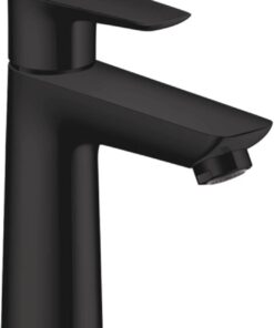 Lavabo armatürü Talis E, musluk banyo musluğu, yükseklik 110 mm, çekme çubuklu, banyo armatürü su tasarruflu, mat siyah