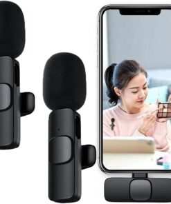 Type-c 2 Adet Mikrofonlu Tek Alıcılı Kablosuz Cep Telefonu İçin USB C Girişli Gürültü Önleyicili Profesyonel Dış Mekan Vlog Canlı Yayın Youtuber Yaka Mikrofonu Siyah