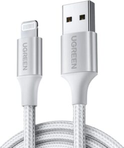 MFi Lisanslı USB-A & Lightning Örgülü Data ve Şarj Kablosu, 1.5 Metre, Beyaz