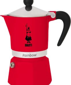 - Rainbow: 3 Cups Ocak Üstü Espresso Pişirici - 130ml - Kırmızı Renk - Alüminyum Gövde - Patentli Güvenlik Valfi - Tüm Ocak Türleri İçin Uygundur (İndüksiyon Hariç)