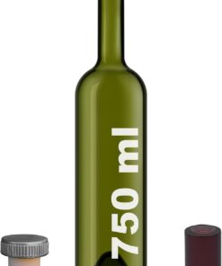 750 ml Yeşil Şarap Şişesi Sentetik Mantar Tıpalı Ve Kapüşonlu Boş Çukur Cam Şişe 2 Adet