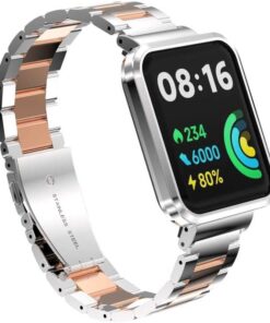 Xiaomi İle Uyumlu Redmi Watch 2 Lite KRD-60 Metal Kordon Gümüş-Rosegold