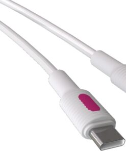 Coral iPhone Uyumlu Type C-Lightning PD Hızlı Şarj Kablosu (Beyaz + Fuşya/Beyaz Uç) (120 CM)
