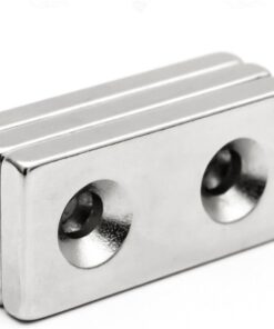 adet Köşeli Neodyum Mıknatıs 40x20x5 mm Delik Çapı D10/D5mm - ÇİFT havşa delikli