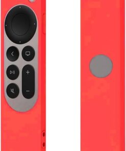 Apple tv 4k 2021 ile Uyumlu Kılıf Silikon Koruma Kumanda Koruma Kılıfı Tam Uyumlu Kırmızı (Kırmızı)