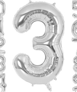 3 Rakamı Doğum Günü Balonu Yaş Günü Gümüş Renk Uçan Balon 102 cm Doğum Günü ve Parti Dekorasyonu Büyük Boy Folyo Helyum Uçan Balon Yaş 3 Sayısı