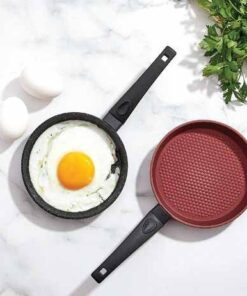 Yanmaz Yapışmaz Granit Kaplama Döküm Yuvarlak Mini Tava, Yuvarlak Yumurta ve Sos Tavası, Mini Yer Kaplamayan Granit Kaplama Döküm Sos ve Yumurta Tavası (14cm)