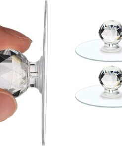 Kristal Başlıklı 2'li Yapışkanlı Kulp Dolap Çekmece Kulp Tutacak Askı