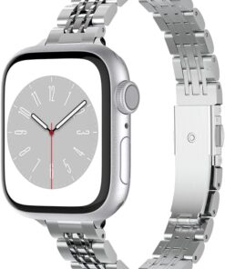 Apple Watch 42mm Seri 10-41mm Seri 9/8/7-40mm Seri SE2/SE/6/5/4 Kordon Kayış Band Shine Fit Silver - AMP06920