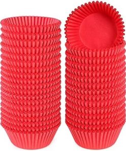 Hediye Sepeti Takribi 200 Adet Mini Boy Kırmızı Truff Çikolata Kağıdı, Lokum Kağıdı, Muffin Kek Kalıbı 30x20 Mm Doğum Günü Parti Dekorasyonu için