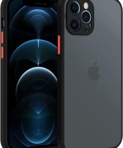 AKSESUAR İphone 14 Pro 6.1 inç Yan Tuşları Renkli Kamera Korumalı Transparan TPU Kılıf (Siyah)