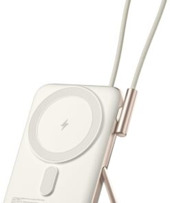 Magsafe Powerbank 10000mAh Standlı 20W Dahili Type-C Kablolu Taşınabilir Hızlı Şarj Cihazı Beyaz