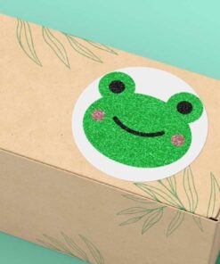 Sevimli Yeşil Kurbağa Yuvarlak Mat Çıkartma Round Cute Frog Sticker 4 Cm (40 Adet) (Kurbağa)