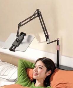 Profesyonel 80cm Kol Uzunluğu Koltuk Yatak veya Masaüstü Montaj Tablet Tutucu Açısı Ayarlanabilir 360 Derece Dönebilen Kol Ve Alüminyum Gövde Siyah Renk CT8 (CT8)