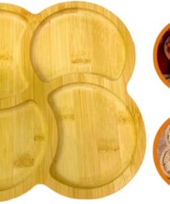 HİGH-TECH Bambu Atıştırmalık Tabağı, Kahvaltı Sunum Tabağı, Çay Saati Tepsi, Atıştırmalık Köşesi, Mini Bahçe Sunum Tabağı, 4 Bölmeli Sunum Tabağı