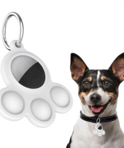 Uyumlu Silikon Kılıf Kedi Köpek Tasmasına Takılabilir Pati Tasarımlı Kapalı Düşmez (Beyaz)