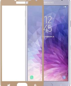 Samsung Galaxy J4 Uyumlu Full Kaplayan Temperli 5D Ekran Koruyucu Cam (Gold)