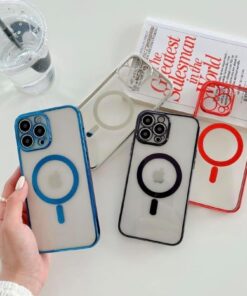 aks iphone 13 pro için kablosuz şarj ile uyumlu, kamera lens korumalı lazer kılıf mavi