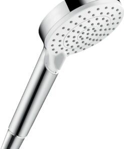Crometta - Duş Başlığı, 2 Püskürtme Türlü El Duşu (Çap 100 mm), Kireç Önleyici Fonksiyonlu Duş Başlığı, Beyaz/Krom