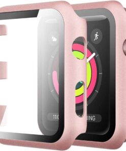 Apple Watch ile Uyumlu Ekran Koruyucu ve Kılıf Bir Arada Kasa Tam Koruma (45mm, Rose)
