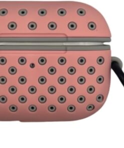Airpods 3. Nesil ile Uyumlu Delikli Spor Premium Silikon Kılıf + Karabina Klipsli, Tam Koruma ve Stil Sunan Ergonomik Tasarım (Pembe-Gri)