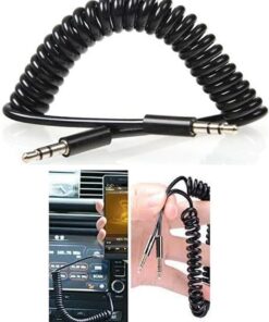 1 Metre Spiralli Aux 3.5mm Kulaklık Jack Ses Aktarma Kablosu, Araç telefon tablet laptop pc