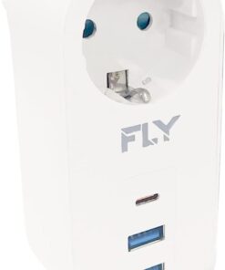 Racing FLY 3400 Termal Akım Korumalı, Çocuk Korumalı, 2 x USB Type-C, 1 X USB Type-C, Tekli Priz, Beyaz