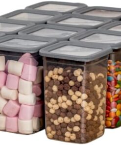 12'li 1300ml. Sızdırmaz Vakumlu Kapaklı Kare Erzak Saklama Kabı. 1300ml Kare Erzak Saklama Kabı Antrasit