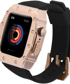 ​​​Apple İle Uyumlu Watch 7 45mm KRD-65 Kordon Siyah-Rose Gold
