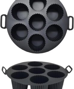 Airfryer Silikon Kek Pişirme Kalıbı 7 Bölmeli, Silikon Cupcake Kek Pişirme Kabı Air Fryer Muffin Fırın Kalıbı (1 ADET SİYAH - 20 CM)