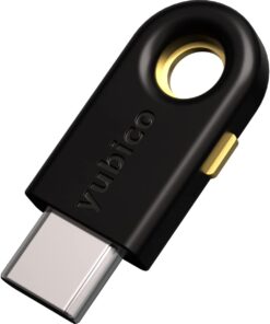 YubiKey 5C - İki Factor Authentication USB Security Key, USB-C bağlantı noktalarına uyar - Çevrimiçi hesabınızı parodan daha fazla korur, FIDO sertifikalı USB şifre anahtarı