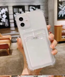 GİYİM & AKSESUAR Iphone 12 (6.1) Uyumlu Lüx Kartlıklı Şeffaf Telefon Kılıfı (ŞEFFAF)