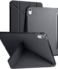 10.Nesil 10.9 inç İle Uyumlu Kalemlikli, Uyku Modlu, Mıknatıslı, Üçgen Standlı, Darbeye Dayanıklı Kaplama Akıllı Kılıf Siyah (Siyah, iPad 10. Nesil 10.9 İnç)
