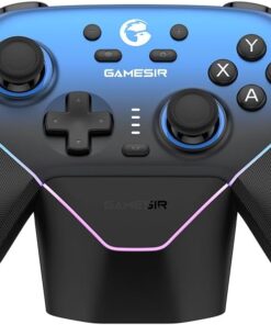 Super Nova Wireless Gaming Controller for PC/Switch/iOS/Android, Hall Effect Stick & Trigger, Rubberized Grips, RGB Lighting, Swappable ABXY, Detachable Faceplate, 1000mAh with Charging Dock