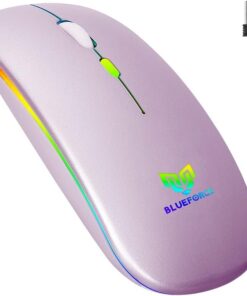 V5.0 Bluetooth & Wireless 2,4ghz Sessiz Kablosuz Mouse Pembe Işıklı Şarjlı