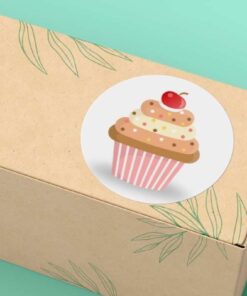 Cupcakes Pastane Kurabiye Etiketi Food Sticker Resimli Tatlı Kek Mat Stıcker 4 Cm- 40 ADET