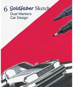 Goldfaber Sketch Araba Tasarım Markör Seti, 6’lı, Çift Uçlu, 0.6 mm Fineliner Uç, Kalıcı Mürekkep, Alkol Bazlı, Geri Dönüşümlü Gövde