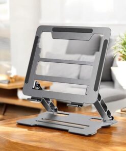Trend Laptop/Notebook/Macbook ile Uyumlu Yüksek Kalite Katlanabilir Yükseklik Ayarlı Metal Masa Üstü Tablet Laptop Standı Gri Renk