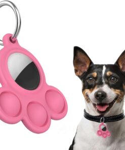 Uyumlu Silikon Kılıf Kedi Köpek Tasmasına Takılabilir Pati Tasarımlı Kapalı Düşmez (Pembe)