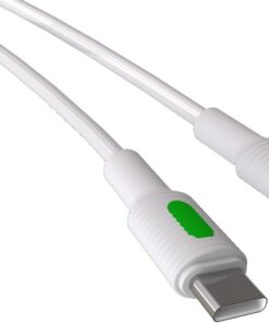 Coral iPhone Uyumlu Type C-Lightning PD Hızlı Şarj Kablosu (Beyaz + Yeşil/Beyaz Uç) (120 CM)