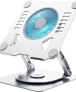 Soğutuculu Notebook ve Laptop Stand Yüksekliği Ayarlanabilir Fanlı Tutucu 10-17 inç Notebooklar ile uyumlu 360 Derece Döner%100 Tok Alüminyum Alaşımlı Katlanır CZY524 (CZY524 - Silver)