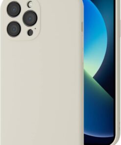 iPhone 12 Pro Max uyumlu Kamera Korumalı, Mikrofiber Astarlı, Sıvı Silikon Kılıf (Bej)