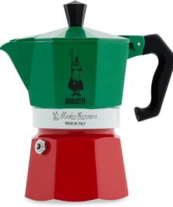 - Moka Express Italia: 3 Cups Ocak Üstü Espresso Pişirici - 130ml - Karma Renk - Alüminyum Gövde - Patentli Güvenlik Valfi - Tüm Ocak Türleri İçin Uygundur (İndüksiyon Hariç)