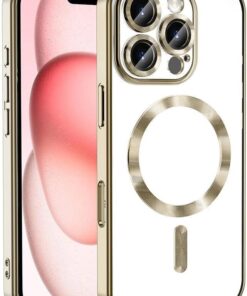 GİYİM & AKSESUAR iphone 16 Pro (6.3) inç ile uyumlu kablosuz şarj destekli kamera lens korumalı Kross Magneticsafe Kılıf (Gold)
