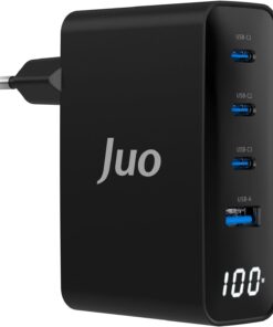 100W GaN Led Ekranlı 3 Type-C + USB-A Hızlı Şarj Cihazı iPhone & Macbook & Notebook Şarj Aleti
