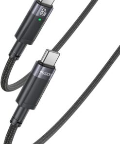 60W Type-C to Type-C Otomatik Şarj Kesme Özellikli PD Hızlı Şarj Kablosu, 1.2 Metre