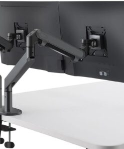 STD7080G 10"-27" Alüminyum Amortisörlü VESA Monitör Tutucu Çift Kol Koyu Gri