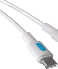 Coral iPhone Uyumlu Type C-Lightning PD Hızlı Şarj Kablosu, Beyaz Kablo, Mavi/Beyaz Uçlar (120 CM)